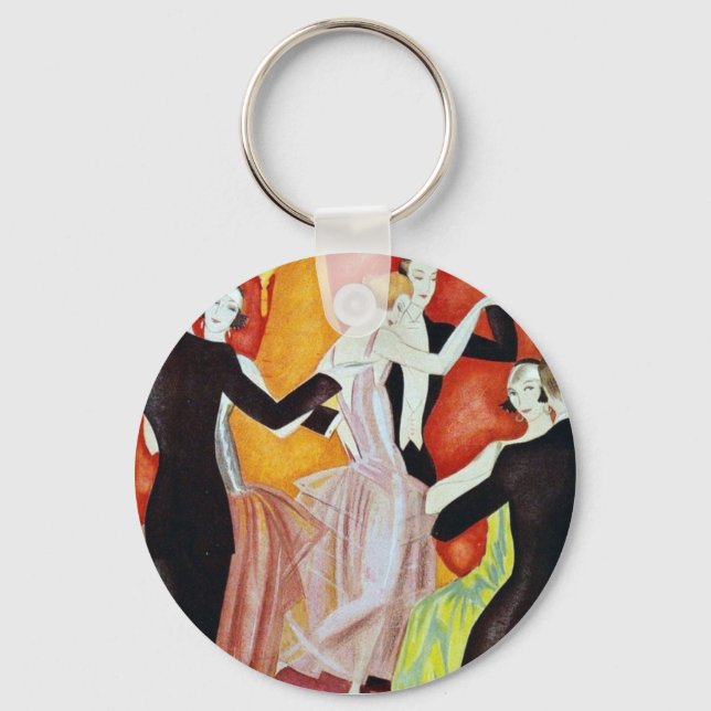Art Deco Dancing Couples 1920s Ballroom  Keychain (Front)
