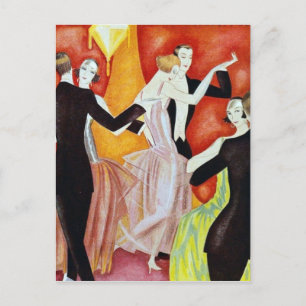 Art Deco Dancing Couples 1920s Ballroom  Postcard