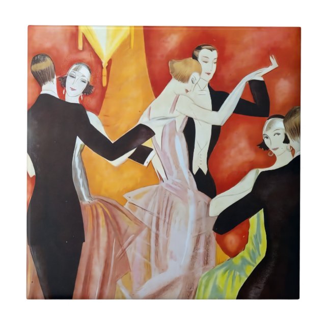 Art Deco Dancing Couples 1920s Ballroom  Tile (Front)