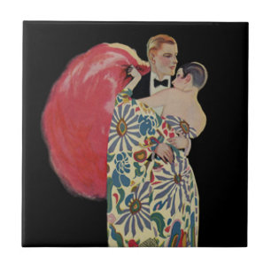 Art Deco Dancing, Vintage Love and Romance Tile