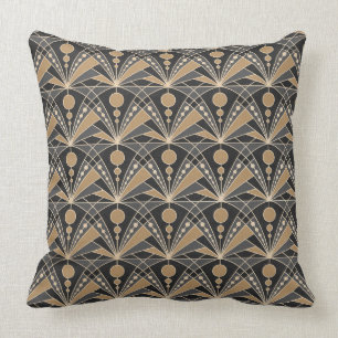 Art Deco (Dark grey and Sand) Throw Pillow