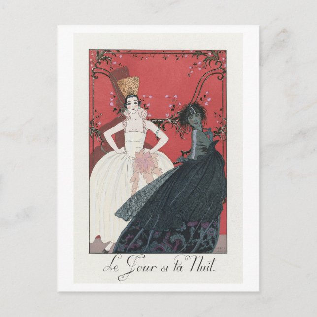 Art Deco "Day and Night" Fashion Plate by Barbier Postcard (Front)