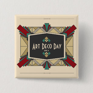 Art Deco Day Design 2 Inch Square Button