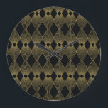 Art Deco Decoration Seamless Pattern Large Clock<br><div class="desc">Art Deco seamless pattern.decoration ornament.
Art Deco's rhythm in patterns,  elegance flows endlessly.
Art Deco elegance in a seamless and stylish ornament.
background,  pattern,  abstract,  illustration,  texture,  decor,  frame,  black,  seamless,  geometric,  diamond,  lines,  fabric,  ornament,  shape,  textile,  monochrome,  decoration,  tracery,  ornamental</div>
