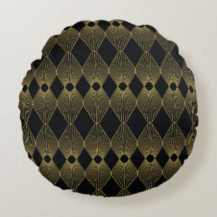 Art Deco Decoration Seamless Pattern Round Pillow