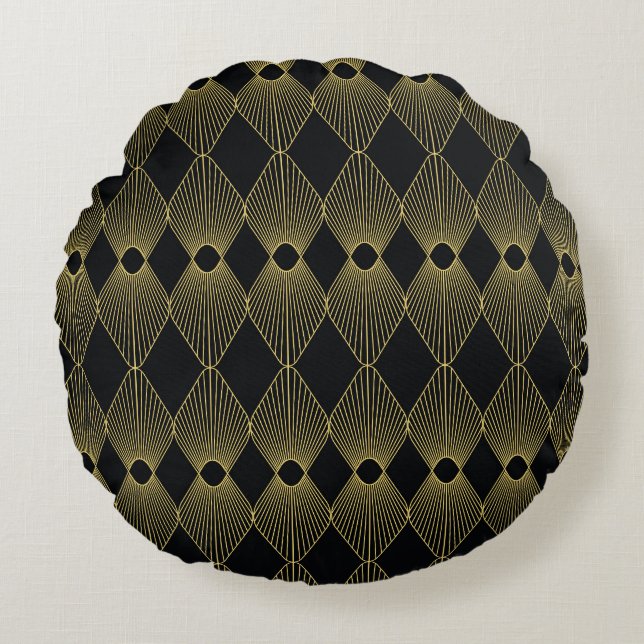 Art Deco Decoration Seamless Pattern Round Pillow (Front)
