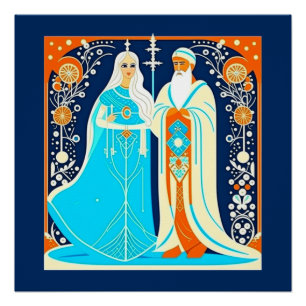 Art Déco Ded Moroz et Snow Maiden