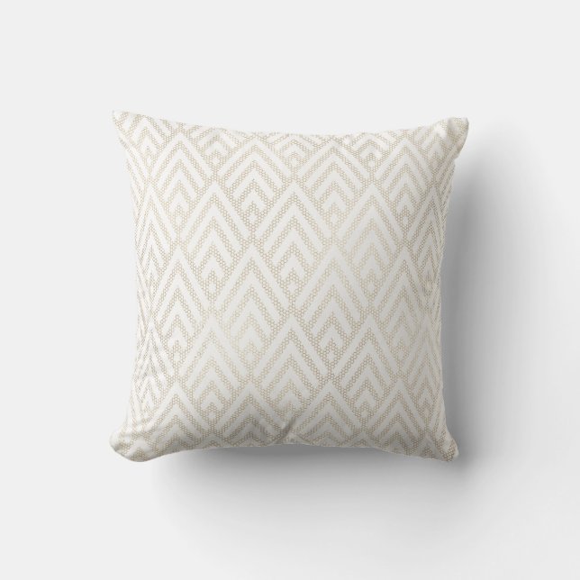 Art Deco Delicate Net Tribal Geometrical White Throw Pillow (Front)