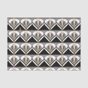 Art Deco Delight Pattern Personalized Initial Tissue Paper
