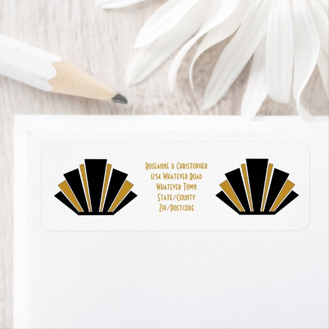 Art Deco Design Black And Gold Wedding Invitation (Insitu)