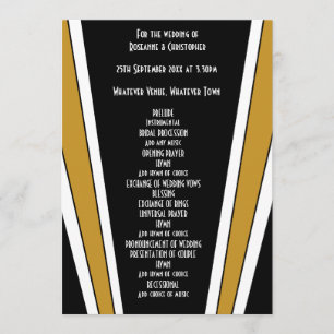 Art Deco Design Black And Gold Wedding Program