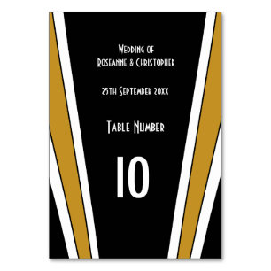 Art Deco Design Black And Gold Wedding Table Number