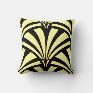 Art Deco Design Black & Yellow Throw Pillow