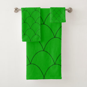 Art Deco Design Green Bath Towel Set