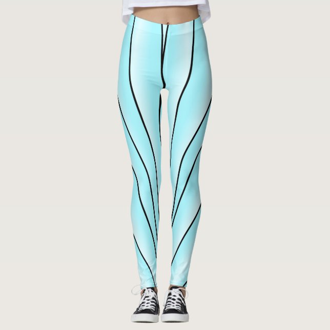 Art Deco Design Light Blue Leggings (Front)