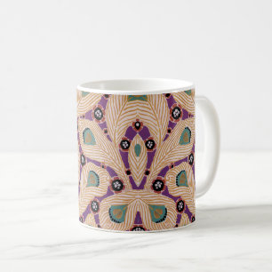 Art Deco Design No. 1 Peacock Feathers Coffee Mug
