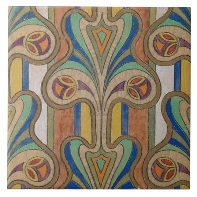 art deco design on a 6 inch tile (Front)