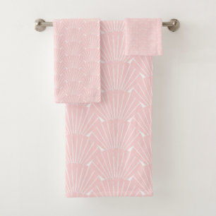 Art Deco Design Pink Bath Towel Set