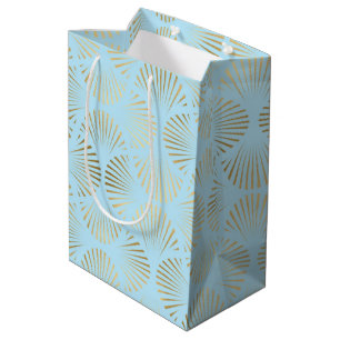Art Deco Design, Teal & Gold Pattern Medium Gift Bag