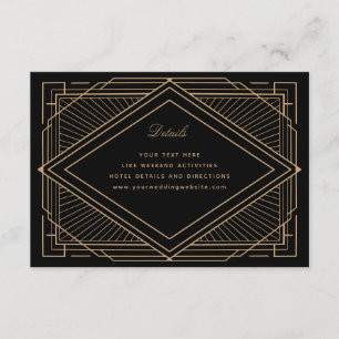Art Deco Diamond Black and Gold Wedding Enclosure Card