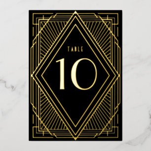 Art Deco Diamond Black Gold Wedding Table Number
