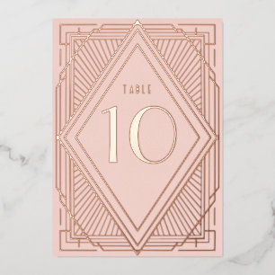 Art Deco Diamond Blush Wedding Table Number