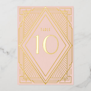 Art Deco Diamond Blush Wedding Table Number