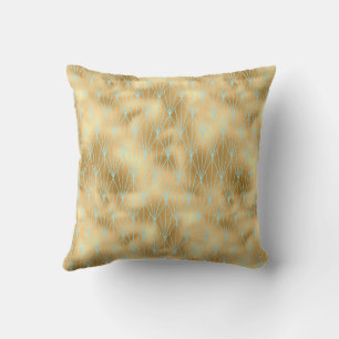 Art Deco Diamond Design, Gold & Teal Pattern Throw Pillow