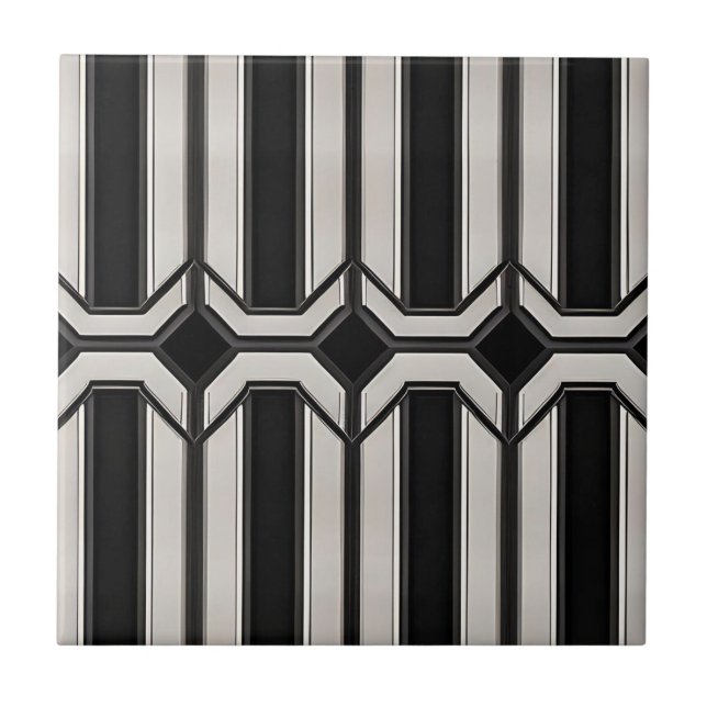 Art Deco Diamond Lines Tile (Front)