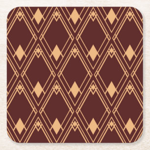 Art Deco Diamond Pattern Square Paper Coaster