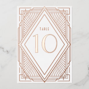 Art Deco Diamond rose gold Wedding Table Number