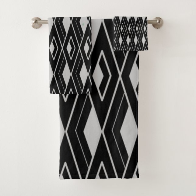 Art Deco Diamond Shapes Bath Towel Set (Insitu)