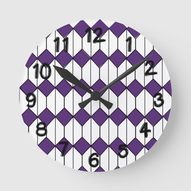 Art Deco Diamonds and Hexagons  Round Clock (Front)