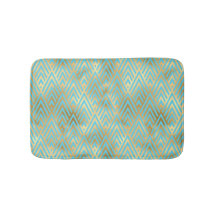 Art Deco Diamonds Pattern, Teal & Gold