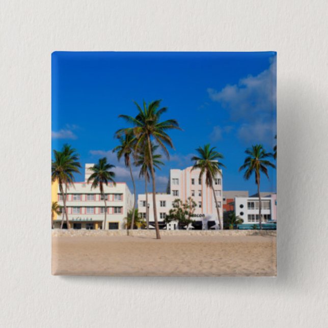 Art Deco District Of South Beach Miami 2 Inch Square Button (Front)