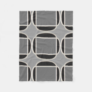 Art Deco Does Morocco in Black and Grey Fleece Blanket