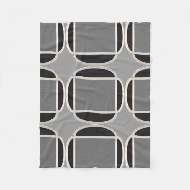 Art Deco Does Morocco in Black and Grey Fleece Blanket (Front)