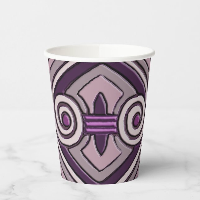 Art Deco Does Persia (Muted Purples) Paper Cups (Left)
