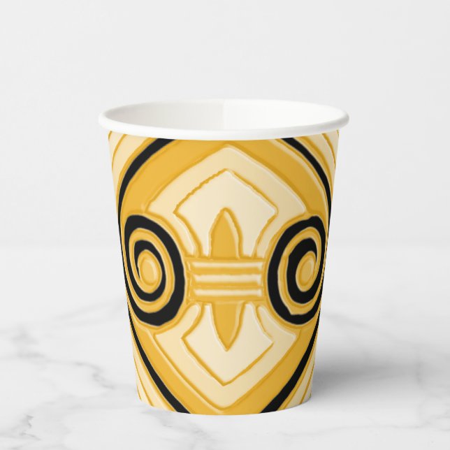 Art Deco Does Persia (Yellow and Black) Paper Cups (Left)