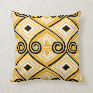 Art Deco Does Persia (Yellow and Black) Throw Pillow