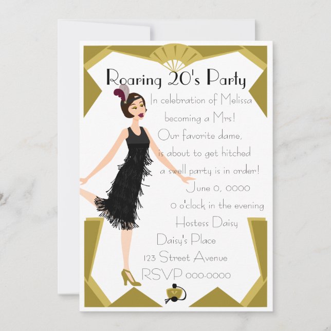 Art  Deco Doll Invitation (Front)