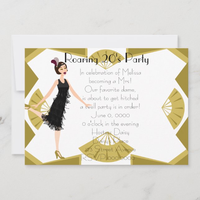 Art  Deco Doll Invitation (Front)