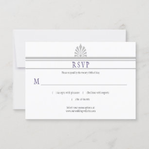 Art Deco Dove Grey and Purple RSVP  