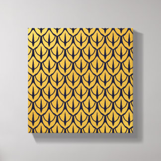 Art Deco Dragon Scales - Blue and Gold Scales Canvas Print