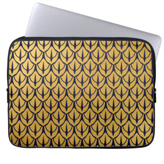 Art Deco Dragon Scales - Blue and Gold Scales Laptop Sleeve