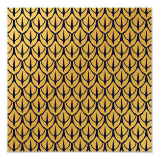 Art Deco Dragon Scales - Blue and Gold Scales Photo Print
