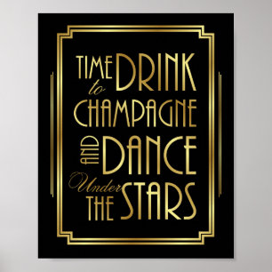 Art Deco DRINK CHAMPAGNE DANCE UNDER STARS Print