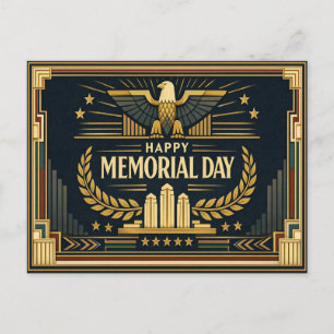 Art Deco Eagle Monument Memorial Day Holiday Postcard