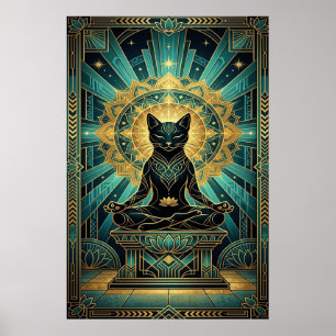 Art Deco Egyptian Pyramid Cat Wall Art