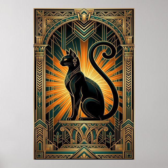 Art Deco Egyptian Revival Bastet Wall Art (Front)